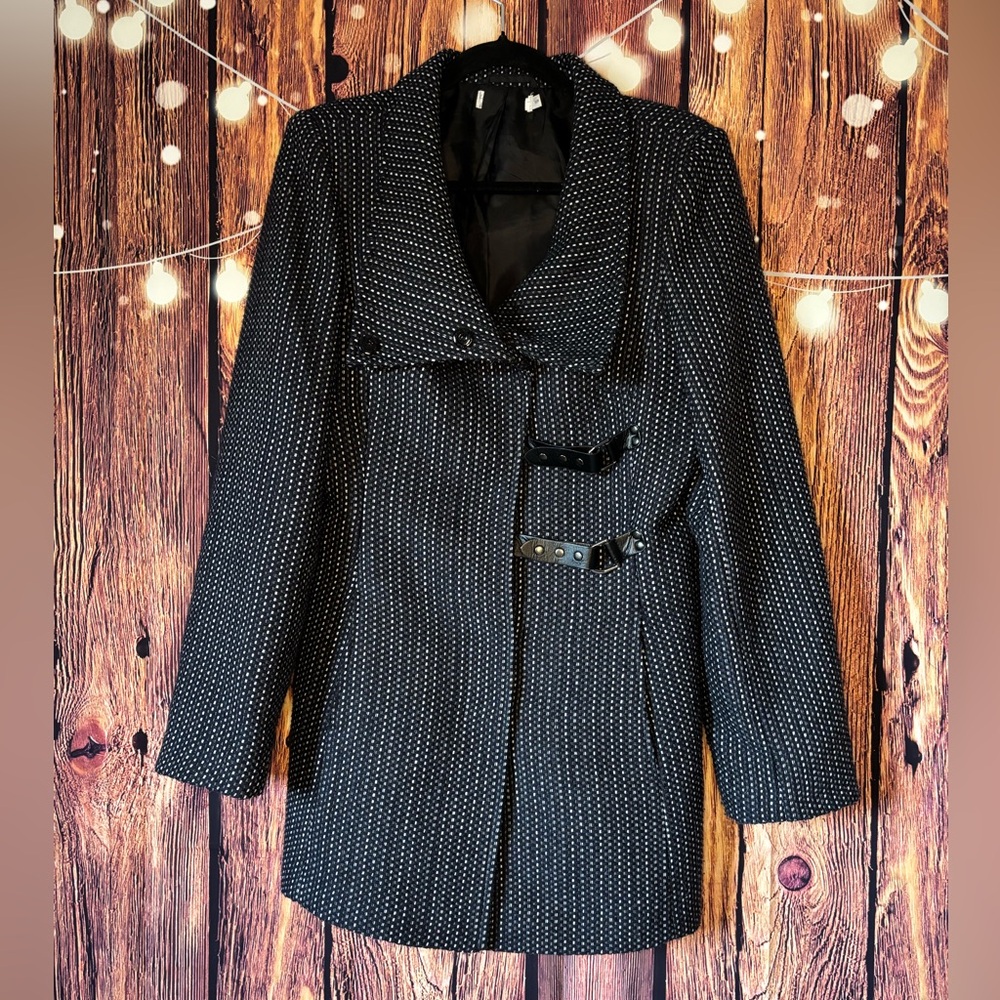 Women's Black and White Wool Blend Jacket